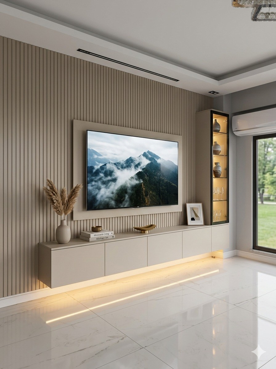 Bej Latalı Salon Duvarı